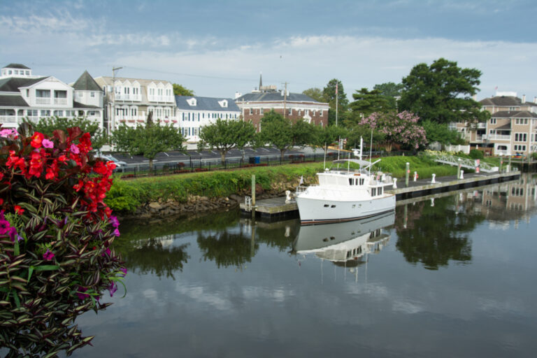 View,Of,Downtown,Lewes,Deleware,From,Bridge,With,Canal